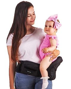 lot 10574 image: FLEEROSE - CPC-Certified Hip Seat Baby Carrier - New Ergonomic Bench Design, Multiple Pockets & Lumbar Support & Breathable Materials for Newborns & Toddlers, All Seasons & 4 Positions (Grey)