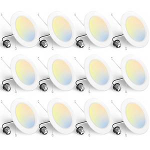 lot 10584 image: BBOUNDER 12 Pack 56 Inch 5CCT LED Recessed Lighting, Ultra-Thin Flat Can Lights, 2700K3000K4000K5000K6000K Selectable, 12W 110W Eqv, Dimmable, 1050LM High Brightness - ETL & FCC.
