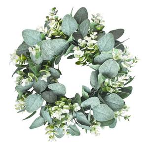 lot 10602 image: LSKYTOP 1 Pack Green Eucalyptus Wreath Round Artificial Farmhouse Wreath for Door Wall Window Decor,12InchPC