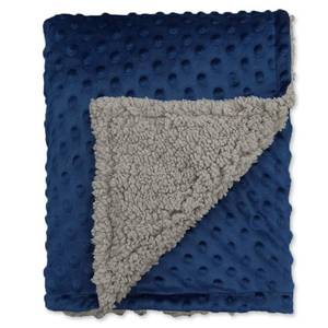 lot 10605 image: BlueSnail Crib Minky Blanket with Plush Shepra Fleece Layer for Toddler (NavyLight Gray, 40Wx 60L)