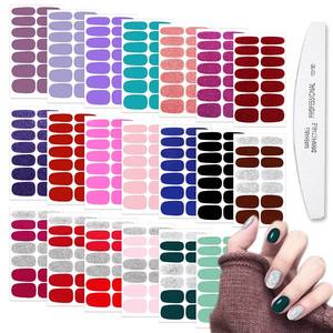 lot 10609 image: WOKOTO 20 Sheets Nail Polish Strips Set 10pcs Solid Color Nail Strips and 10pcs Glitter Solid Color Full Nail Wraps Real Nail Polish Stickers for Women Nails Art with Nail File
