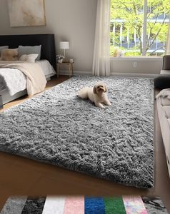 lot 10624 image: Ophanie Machine Washable Upgrade 4x6 Rugs for Bedroom, Grey, Fluffy Shaggy Soft Area Rug, Gray Non-Slip Indoor Floor Carpet for Living Room, Kids Baby Boys Teen Dorm Home Decor Aesthetic, Nursery