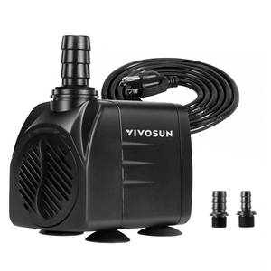 lot 10625 image: VIVOSUN 480GPH Submersible Pump(1800LH, 25W), Ultra Quiet Water Pump with 7.2ft High Lift, Fountain Pump with 5ft Power Cord, 3 Nozzles for Fish Tank, Aquarium, Statuary, Hydroponics Black