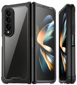 lot 10634 image: Poetic Guardian Case Compatible with Galaxy Z Fold 4 7.6 inch,Mil-Grade Protection Ultra-Thin Full-Body Hybrid Shockproof Protective Rugged Clear Cover with Built-in Screen Protector, BlackClear