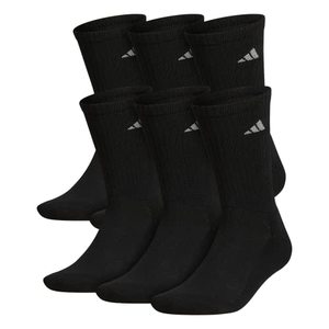 lot 10637 image: adidas Mens Athletic Cushioned Crew Socks with Arch Compression for a Secure fit (6-Pair), BlackAluminum 2, Large