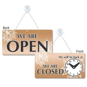 lot 10646 image: SmartSign 6x12 We Are OpenClosed, Be Back At Clock Sign with Suction Cup & Beaded Chain, Double-Sided, Laminated Plastic, Adjustable Clock Hanging Sign for StoresBusinessSaloonShop