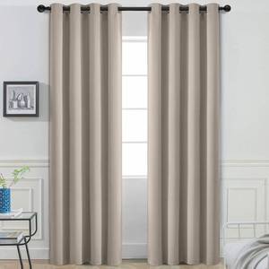 lot 10663 image: Yakamok Blackout Curtains Room Darkening Thermal Insulated Window Panels,Solid Grommet Top Drapes for BedroomLiving Room(52Wx90L, Natural, 2 Panels)