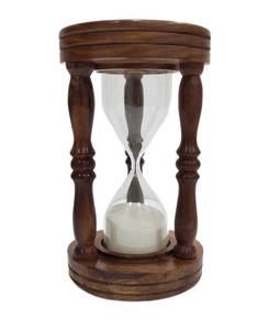 lot 10664 image: Antique Wooden Glass White Sand Timer 5 Minutes Hourglass Vintage Wooden Timers Hourglass for HomeOffice Table Top Shelf Decor
