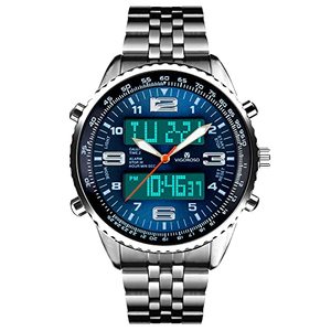 lot 10665 image: VIGOROSO Mens LED Analog Digital Date Week Sports Outdoor Steel Blue Dial Watch
