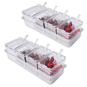 lot 10672 image: XINGWANG 2 Pieces of Kitchen Transparent Seasoning Box, Spice Jar, Plastic Storage Container, with Lid and Spoon