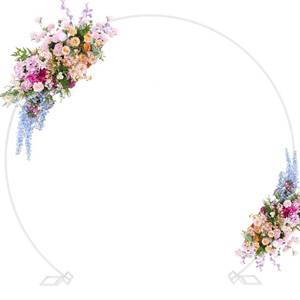 lot 10674 image: Putros 9.2FT White Round Backdrop Stand Metal Circle Balloon Arch Frame Wedding Arch for Ceremony Birthday Party Anniversary Bridal Graduation Decoration