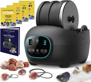 lot 10685 image: Rock Tumbler Kit for Adults Kids, Professional Rock Polisher with 3LB Leak Proof Rubber Barrel, Includes 1 LB Rough Rocks,4 Rock Tumbler Grits etc,STEM Christmas Gift for Kids - Retail $77.34