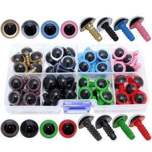 lot 10714 image: ARTCXC 64Pcs 15mm 8Colors Round Pupil Plastic Safety Eyes Craft Eyes with Washers for Doll, Puppet, Plush Animal DIY Making