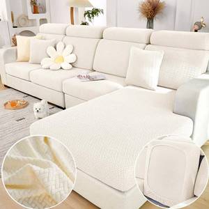 lot 10721 image: Disayu Magic Sofa Covers Couch Covers 2024 New Wear-Resistant Universal Sofa Covers Washable L Shape Stretch Couch Cushion Covers Slipcovers for Sectional Sofa (Texture White,Large Triple Seat Cover)