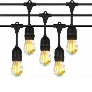 lot 10732 image: NIOSTA 24Ft Outdoor Hanging String Lights with 12 Dimmable LED Vintage Bulbs Commercial Grade Weatherproof Strand for Market Cafe Bistro Patio Party Tent Porch Garden, 2200K Warm Light
