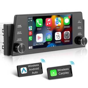 lot 10739 image: Single Din Car Stereo Wireless Apple Carplay Wireless Android Auto,5 Inch IPS Touch Screen Car Radio Head Unit with Bluetooth Mirror Link EQ Type C USB, FMSWCMICAUX - Retail $75.09