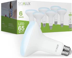 lot 10740 image: Sigalux LED Flood Lights Indoor, BR30 LED Bulb 65W Equivalent, Dimmable Recessed Light Bulbs 5000K Daylight Can Light Bulbs 650LM, E26 Base Bulged Light Bulbs UL Listed, Pack of 6