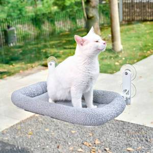 lot 10745 image: Zakkart Foldable Cat Hammock for Window - Cordless, Embeded Machine Washable Padded Bed, Robust Metal Frame - Cat Window Perch for Large Cats and Kittens - Large Gray