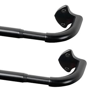 lot 10748 image: 2 Pack Wrap Around Curtain Rods for Windows 48 to 84 Inches, Blackout Curved Curtain Rod, for Indoor and Outdoor, Adjustable from 35 to 75 Inches, Black