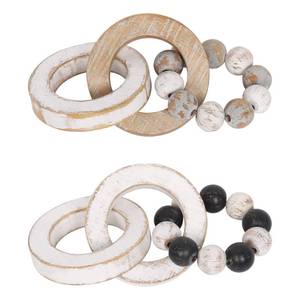 lot 10752 image: Oakrain Wood Chain Link Decor for Coffee Table, Handmade Carved Rustic Home Decor, 3 Link Wood Knot & Wood Beads, Natural Wooden Chain Link for Boho Farmhouse Country Home Decor (2 Pcs, 8.7 Inch)