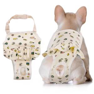 lot 10758 image: QBLEEV Dog Diapers Female Washable Sanitary Pantie with Adjustable Suspender, Reusable Doggie Diapers for Male Dogs in Heat, Cotton Puppy Pet Period Panties Dog Underwear for Teddy French Bulldog M