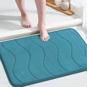 lot 10765 image: Flamingo P Memory Foam Bathroom Rugs Teal Bath Mats for Bathroom Shower Mat Quick Dry Non Slip Washable Bath Rug Water Absorbent Floor Mat for Bathroom, Shower and Tub, 24x17 Inches, Dark Teal