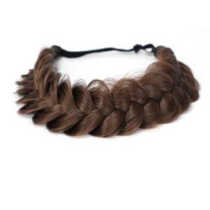 lot 10770 image: STHEJFB Braid Headband 2 Strands Messy Classic Chunky Plaited Wide Braids Elastic Stretch Quality Synthetic Braided Headband Women Girl Bohemian Hair Braid 65g (Chocolate)