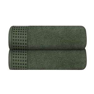lot 10780 image: GLAMBURG 100% Cotton 2 Pack Oversized Bath Towel Set 28x55 Inches, Ultra Soft Highly Absorbant Compact Quickdry & Lightweight Large Bath Towels, Ideal for Gym Travel Camp Pool - Olive Green
