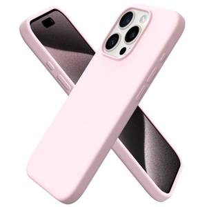 lot 10789 image: ORNARTO Compatible with iPhone 15 Pro Case 6.1, Liquid Silicone 3 Layers Full Covered Soft Gel Rubber Cover, Shockproof Protective Slim Phone Case with Anti-Scratch Microfiber Lining-Chalk Pink