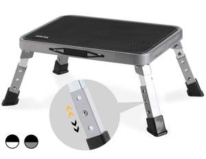 lot 10797 image: 3 Levels Adjustable Folding Step Stools for Adults, Sturdy Metal RV Step Stool, Safer Foldable Small Kitchen Stepping Stool for Kids Seniors Bed, Multi-Use Office Foot Stool under Desk by Double Elite