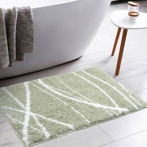 lot 10804 image: Tititex Luxury Sage Green White Curve Line Bathroom Rug, 20x32 inch Extra Soft and Absorbent Microfiber Bath Rugs, Non-Slip Plush Shaggy Bath Carpet, Bath Mats for Bathroom Floor, Tub and Shower