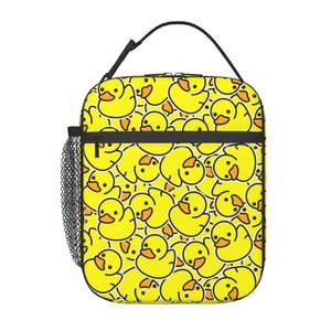 lot 10806 image: qaxcdmky Little Yellow Duck Insulated Lunch Bag, Oxford Cloth, Keeps Food HotCold