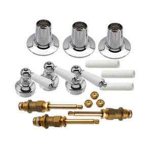 lot 10812 image: DANCO Trim Kit for Price Pfister Triple-Handle Tub and Shower Faucets, 3-Handle, Porcelain, 1-Pack Kit (39695), Chrome