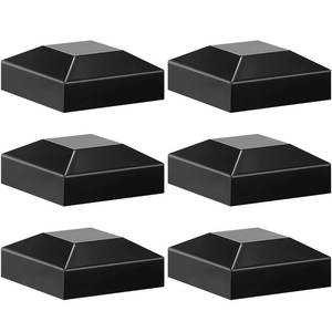 lot 10819 image: Dunzy Aluminum Fence Post Caps 2 x 2 Black Post Caps Fence Topper Pressure Fit Fence Post Cover for Mailbox Metal Wood Plastic Vinyl Iron Deck Railing (6 Pcs)