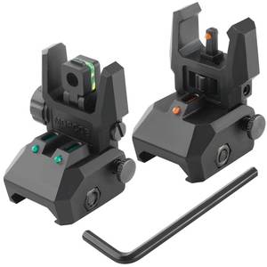 lot 10830 image: ZBULAR Fiber Optic Sights, Flip Up Front and Rear Backup Sights with Green Red Fiber Optics Dots, Tool-Free Adjustable Front Sight Rapid Transition
