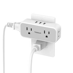lot 10833 image: Surge Protector Outlet Extender, TESSAN Multi Plug Outlet Splitter with 4 Electrical Outlets 3 USB Ports, Multiple Plug Mini Wall Expander for Home Office Dorm Room Essentials
