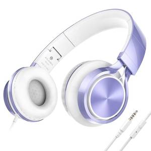 lot 10835 image: AILIHEN MS300 Wired Headphones with Microphone for Chromebook Laptop Computer, 3.5mm Jack Foldable Lightweight On-Ear Headset for School Kids Pre-Teen Teen Girls Boys Teenager (Violet)