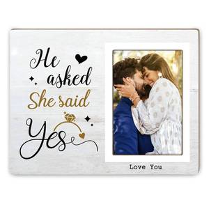 lot 10843 image: Itsoly Engagement Photo Frame, Engagement Gifts for Couples, He Asked, She Said Yes, Engagement, Wedding, Love, Couples Photo Frame 4x6Inch 12P061