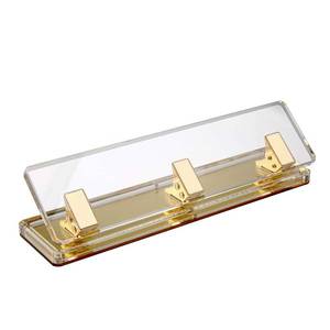 lot 10845 image: EXPUTRAN Acrylic and Gold Standard 3 Hole Punch,10 Sheet Capacity, Desktop Hole Puncher 3 Ring, Office Desktop Accessory,ClearGold