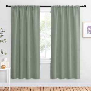 lot 10848 image: NICETOWN Window Curtains Blackout Drapes - Thermal Insulated Solid Rod Pocket Blackout CurtainsDraperies for Living Room (Greyish Green, One Pair, 42 by 72-Inch)