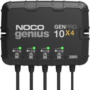 lot 10853 image: NOCO Genius GENPRO10X4, 4-Bank, 40A (10ABank) Smart Marine Battery Charger, 12V Waterproof Onboard Boat Charger, Battery Maintainer and Desulfator for AGM, Lithium (LiFePO4) and Deep-Cycle Batteries - Retail $424.95