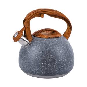 lot 10859 image: Foedo Tea Kettle, 2.7 Quart Whistling Tea Kettle Stovetop, Tea Pots for Stove Top Food Grade Stainless Steel with Wood Pattern Handle, Grey Teapot