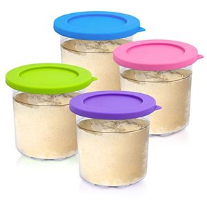lot 10861 image: ARCOOLOR Containers Replacement for Ninja Creami Pints and Silicone Lid, 4 Pack, Compatible with NC299AMZ & NC300s Series Ice Cream Maker with E-Cookbook, Airtight & Dishwasher Safe (Mix1,4 Pack)