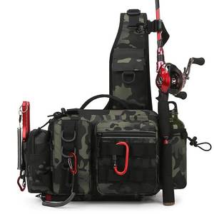 lot 10887 image: GGYCOB Fishing Tackle Backpack Fishing Gear Storage Bag Fanny Pack for Men Fly Fishing Backpack with Rod Holder Sling Shoulder Pack Waterproof Fishing Gifts for Men(Black Camo)
