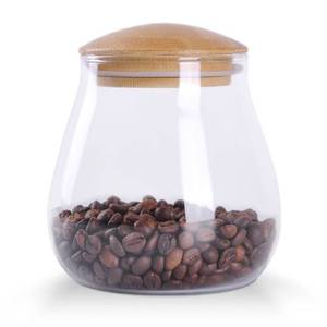 lot 10904 image: WHJY 26oz Clear Glass Storage Canister Holder with Airtight Bamboo Lid, Small Cute Modern Round Decorative Container Jar for Coffee, Spice, Candy, Salt, Cookie, Condiment, Pepper, Sugar