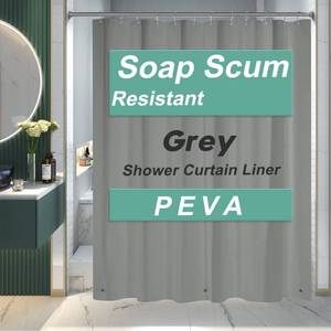 lot 10910 image: AmazerBath Shower Curtain Liner, 72x78 Grey Shower Curtain Liner, Cute Plastic Shower Curtain Liner, Lightweight Waterproof PEVA Gray Shower Curtains for Bathroom with Magnets and 12 Grommet Holes