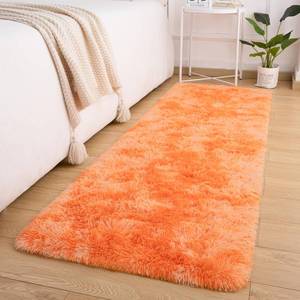 lot 10912 image: Softlife Area Rug for Bedroom, 2x6 Feet Runner Rug Plush Fluffy Rug for Living Room, Tie-Dyed Orange Shag Rug for Aesthetic Christmas Room Decor, Modern Fuzzy Faux Fur Carpet for Kids Nursery Room