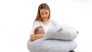 lot 10921 image: Pharmedoc Nursing Pillow for Breastfeeding - Breast Feeding Pillows with Safety Bumper & Adjustable Waist Straps - Removable Cover, Grey - Baby Essentials for Newborn - Full Support for Mom & Baby