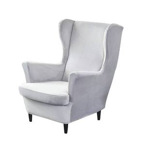 lot 10925 image: PENDEJATO Wing Chair Slipcovers, 2 Piece Stretch Wingback Chair Cover Soft Velvet Armchair Covers with Elastic Bottom for Living Room Bedroom (Light Grey)