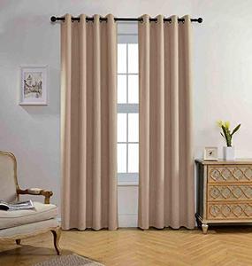 lot 10929 image: MIUCO Blackout Curtains Room Darkening Curtains Textured Grommet Window Curtains for Living Room 2 Panels 52x84 Inch Long Taupe